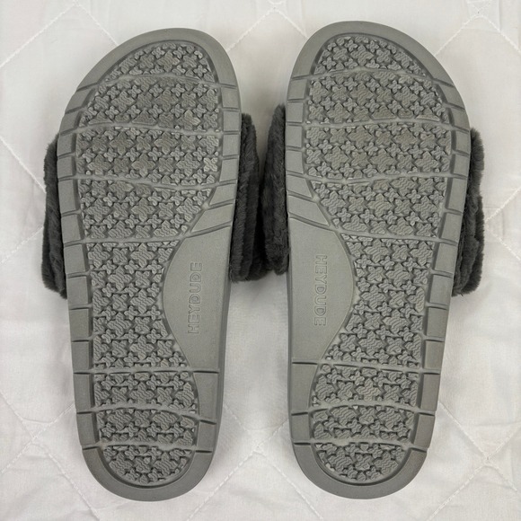 Hey Dude Fuzzy Slide Sandals Leopard Footbed Women's 12 Peggy Grey Cheetah - Picture 7 of 12